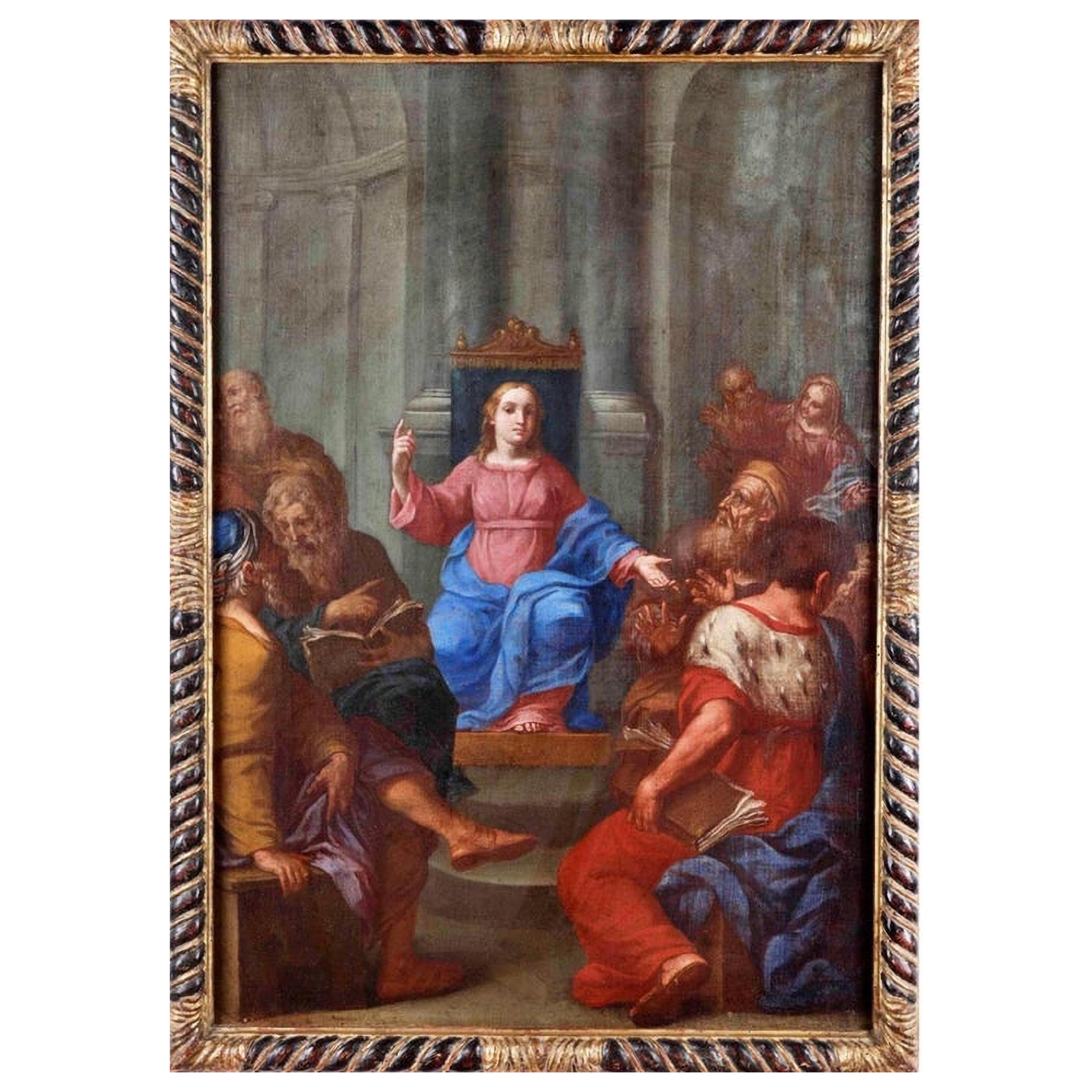 Beautiful Roman School of the 17th Century " Jesus among the Doctors "