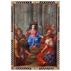 Beautiful Roman School of the 17th Century " Jesus among the Doctors "