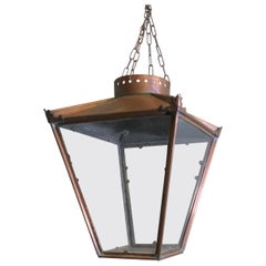 Antique Large Copper Hanging Lantern Lampshade