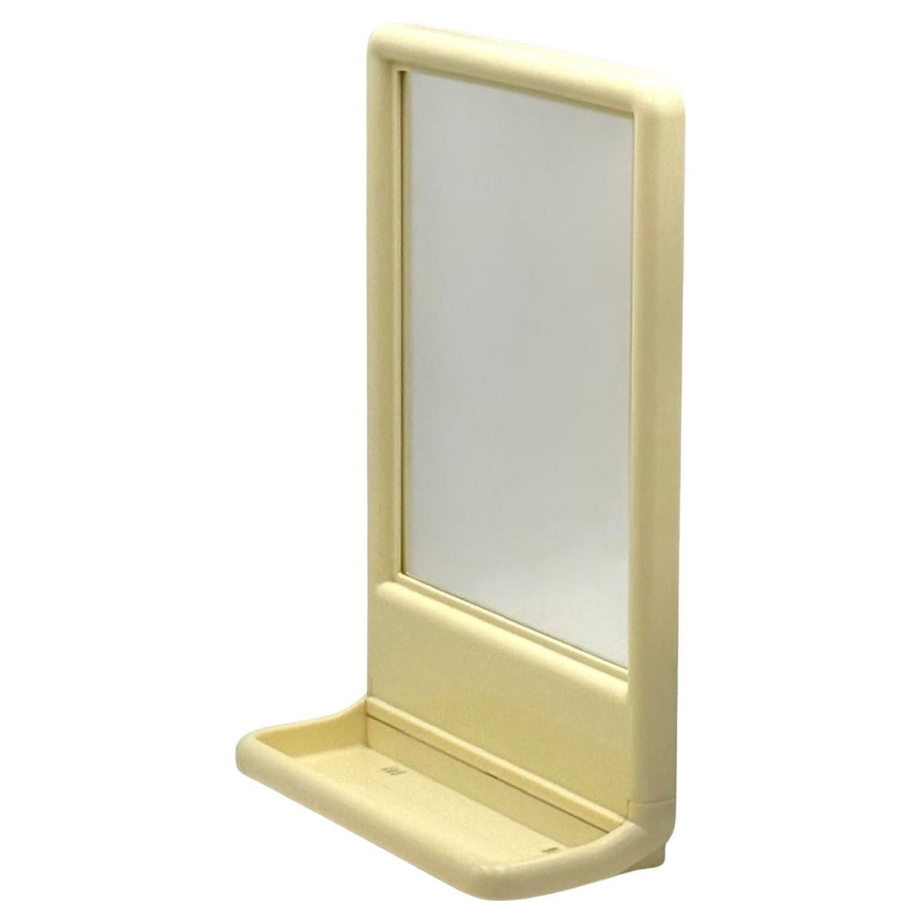 Space Age Wall or Table Mirror with Plastic Frame and Built-in Shelf 1970s