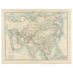 Antique Map of Asia with Intricate Provincial Boundaries, Published in 1903
