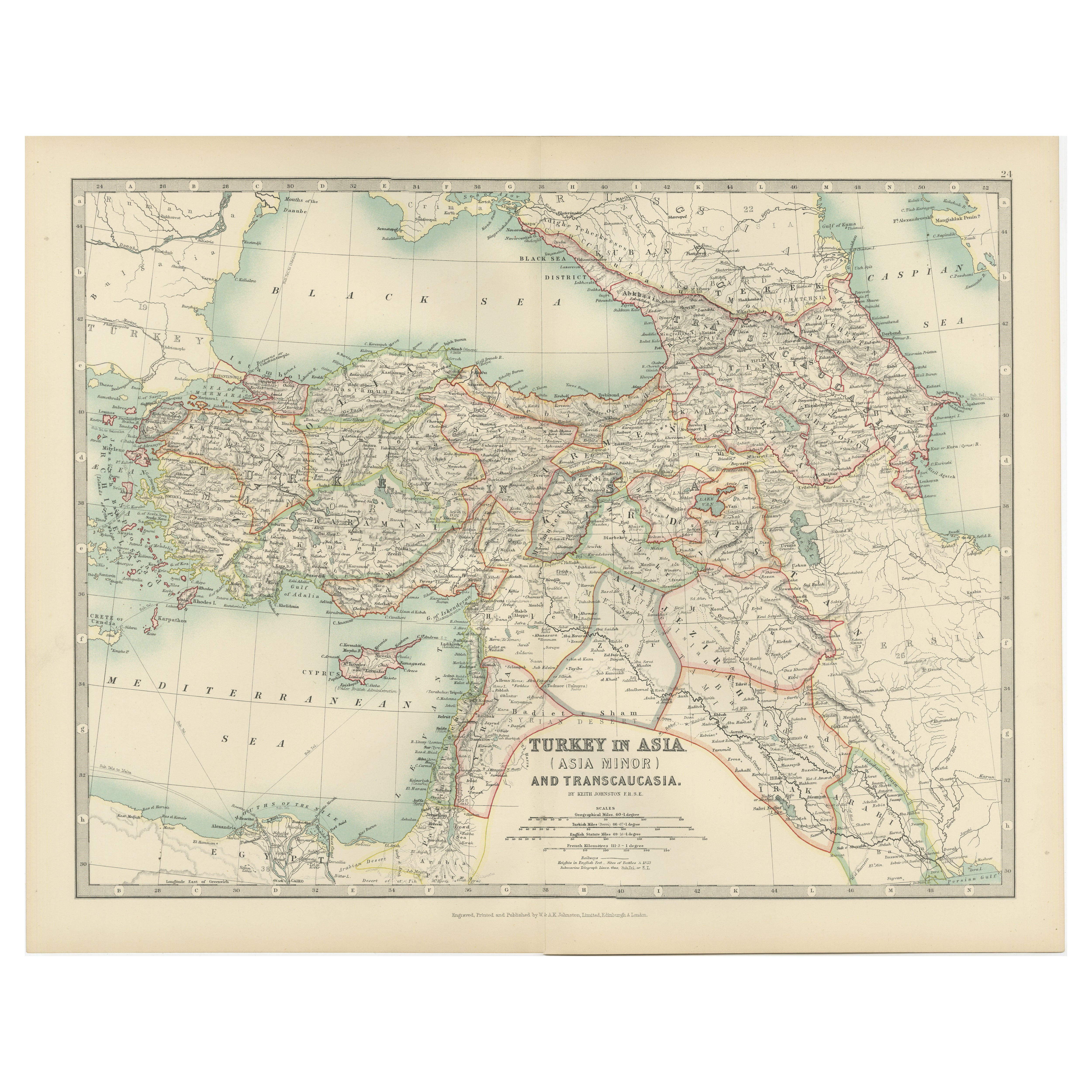 Antique Map of Turkey in Asia (Asia Minor and Transcaucasia), 1903