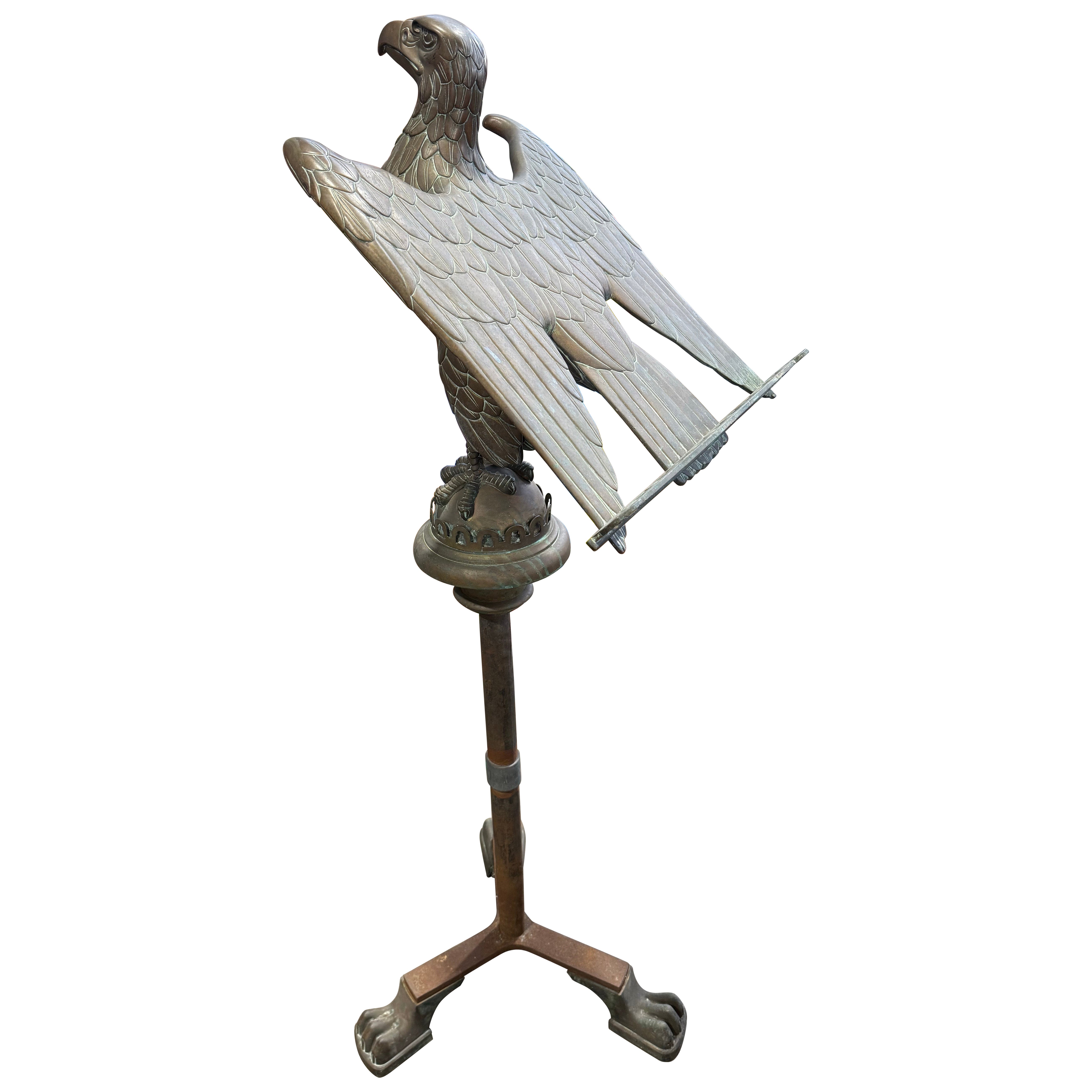 Monumental 19th Century Bronze Eagle Lectern on Claw Footed Stand
