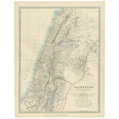 Antique Map of Palestine or The Holy Land, 1903, with Biblical Details