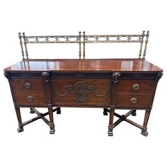 Hepplewhite-Style Mahogany Sideboard with Brass Gallery