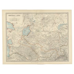 Antique Map of Central Asia - Featuring the Caspian Sea and Silk Road Regions