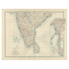 Antique Map of Southern India and South Eastern Provinces, 1903