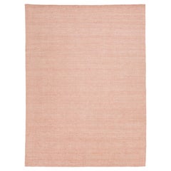 9 X 12 Modern Indian Texture Handmade Wool Rug in a Solid Pink Color