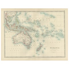 Antique Map of Oceania, 1903, Featuring the Pacific Islands and Australasia