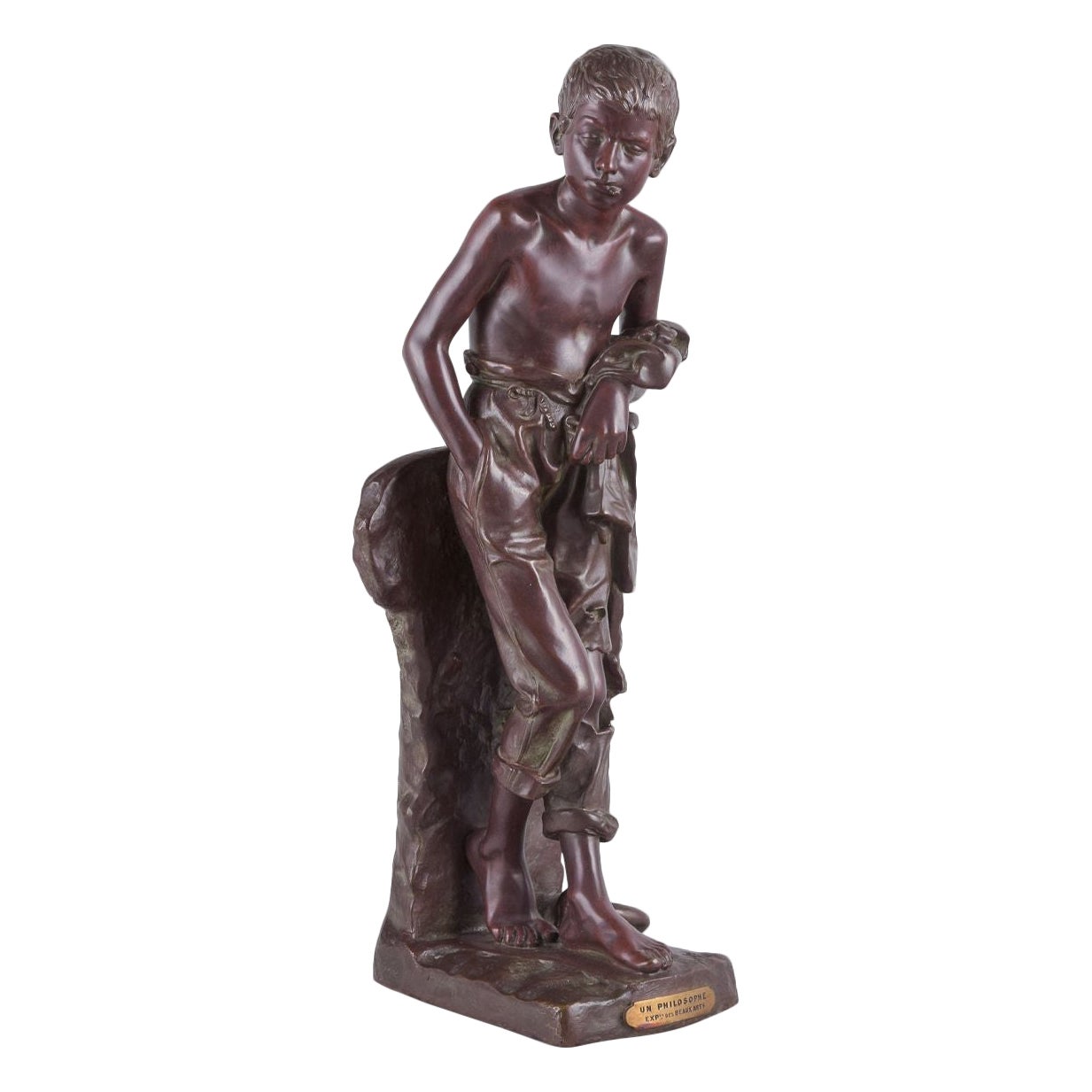 Joaquim Anglés Cané, scultore spagnolo. Un Philosophe'. Grande scultura in bronzo in vendita