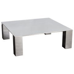 Giovanni Offredi Polished Steel Coffee table "Tebe" for Saporiti, 1980s Italy