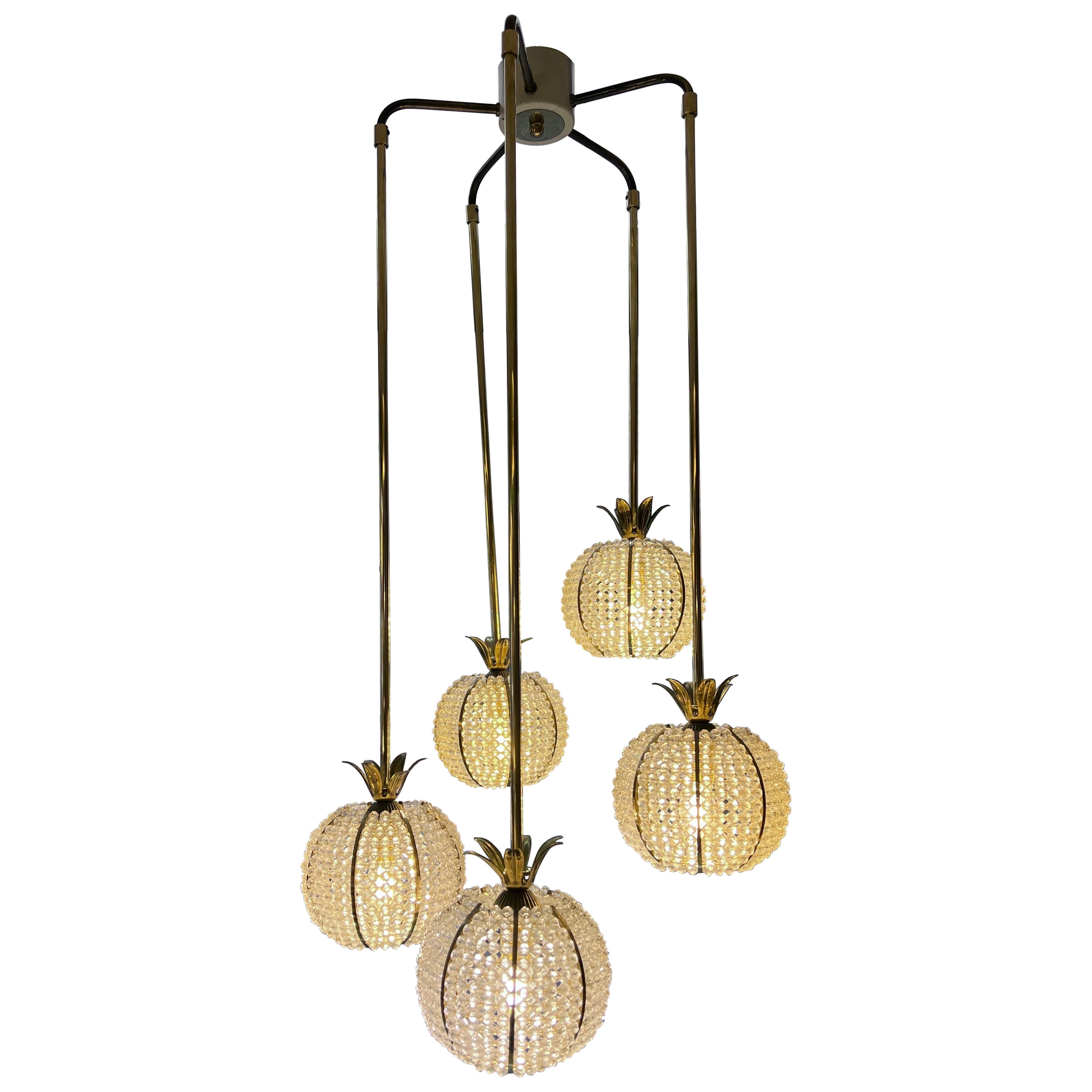 Vintage Pinapple Cascade Chandelier by Emil Stejnar Austria 1960 en venta