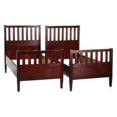 Pair of Vintage Arts & Crafts Stickley School Mahogany Twin Bed Frames 20thC