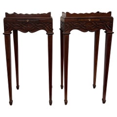 A Pair of Maitland Smith Mahogany Kettle Stand Tables