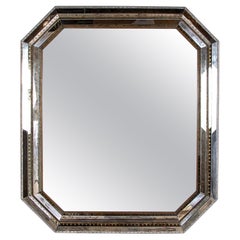 Italian Eglomise Octagonal Mirror With Gilt Decoration, Venetian Large Scale