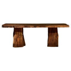 Sculptural Authentic Solid Oak Dining Table in Brutalist Style by Sergio Vulpe