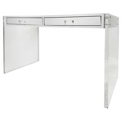 Vintage 1970s Lucite and Laminate 2- Drawer Writing Desk