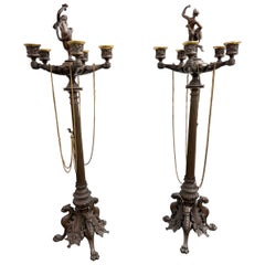Pair of 19th Century Bronze Neoclassical French Candelabra