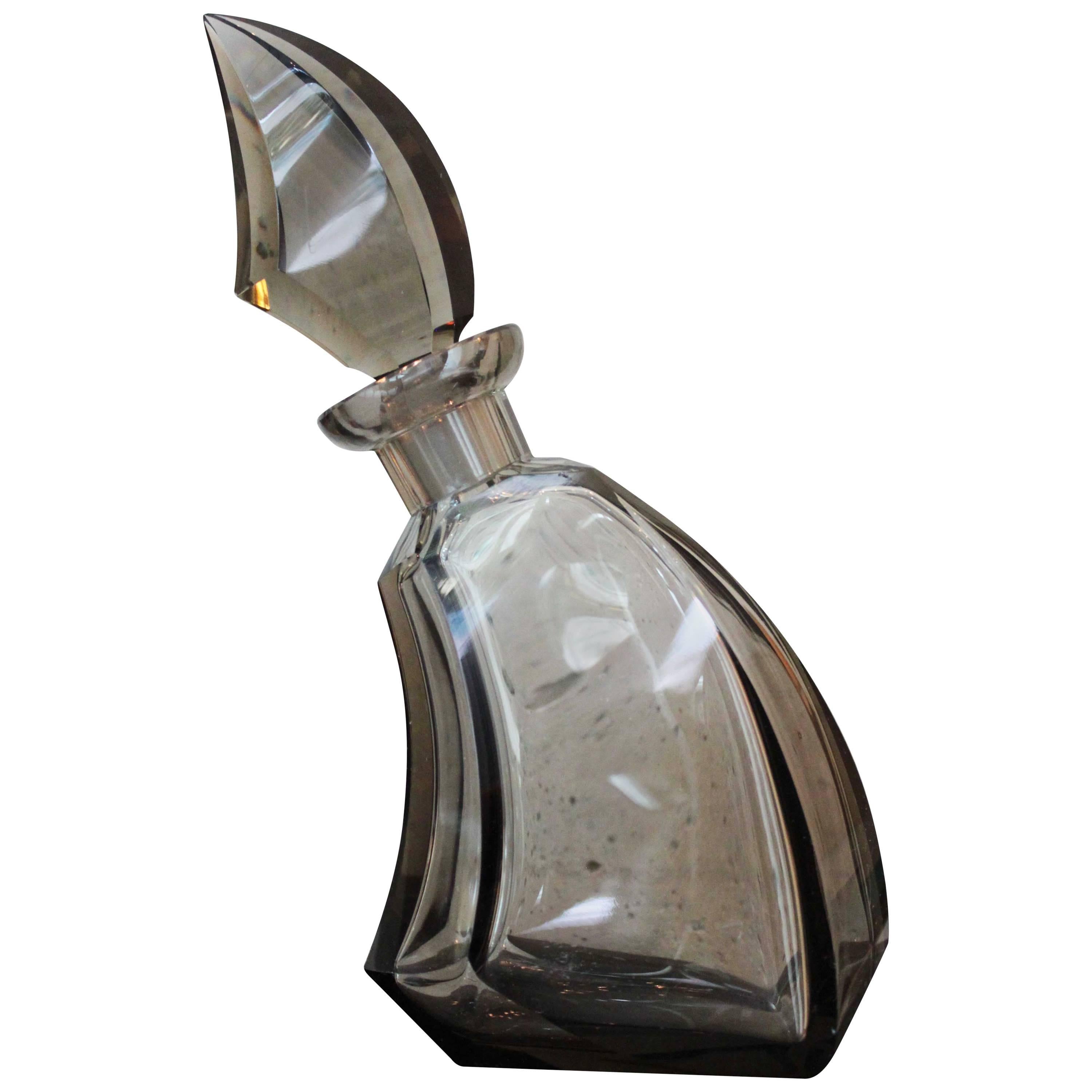 Smoked Crystal Decanter For Sale