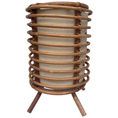 Vintage French Rattan Lamp Louis Sognot, Circa 1950