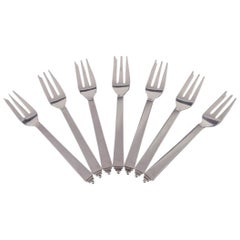 Georg Jensen Pyramid. Seven cake forks in sterling silver.