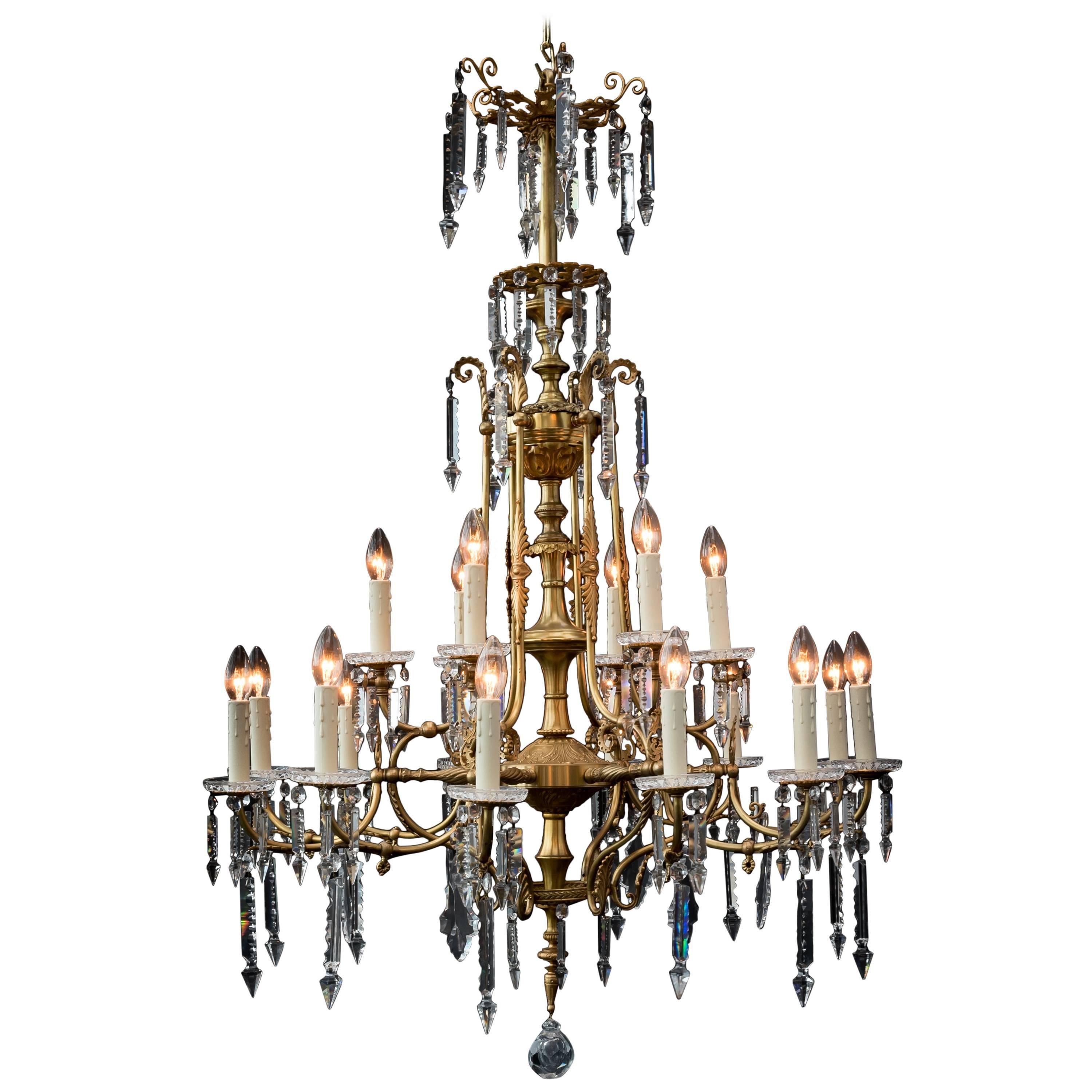  Gas chandelier in neoclassic style, from French 1860 For Sale
