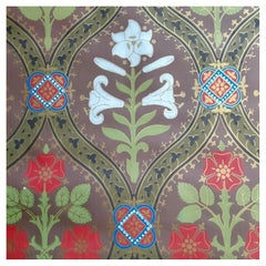Antique A.W.N. Pugin Gothic Lily Wallpaper Rolls, Woollam & Co. of London, 1850