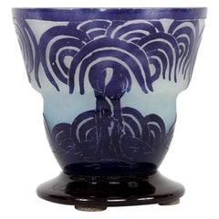 French Art Deco vase "palm tree" by Charder Le Verre Français