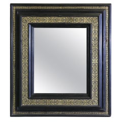 Stunning French Empire Gilt Brass and Black Lacquer Wall Mirror