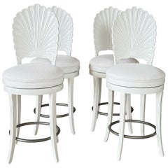 Set of Four Mid-20th Century Coastal Regency Venetian Grotto Shell Back Swivel C