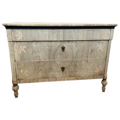 19th Century Italian Bleached Walnut Carlo X Chest of Drawers / Commode