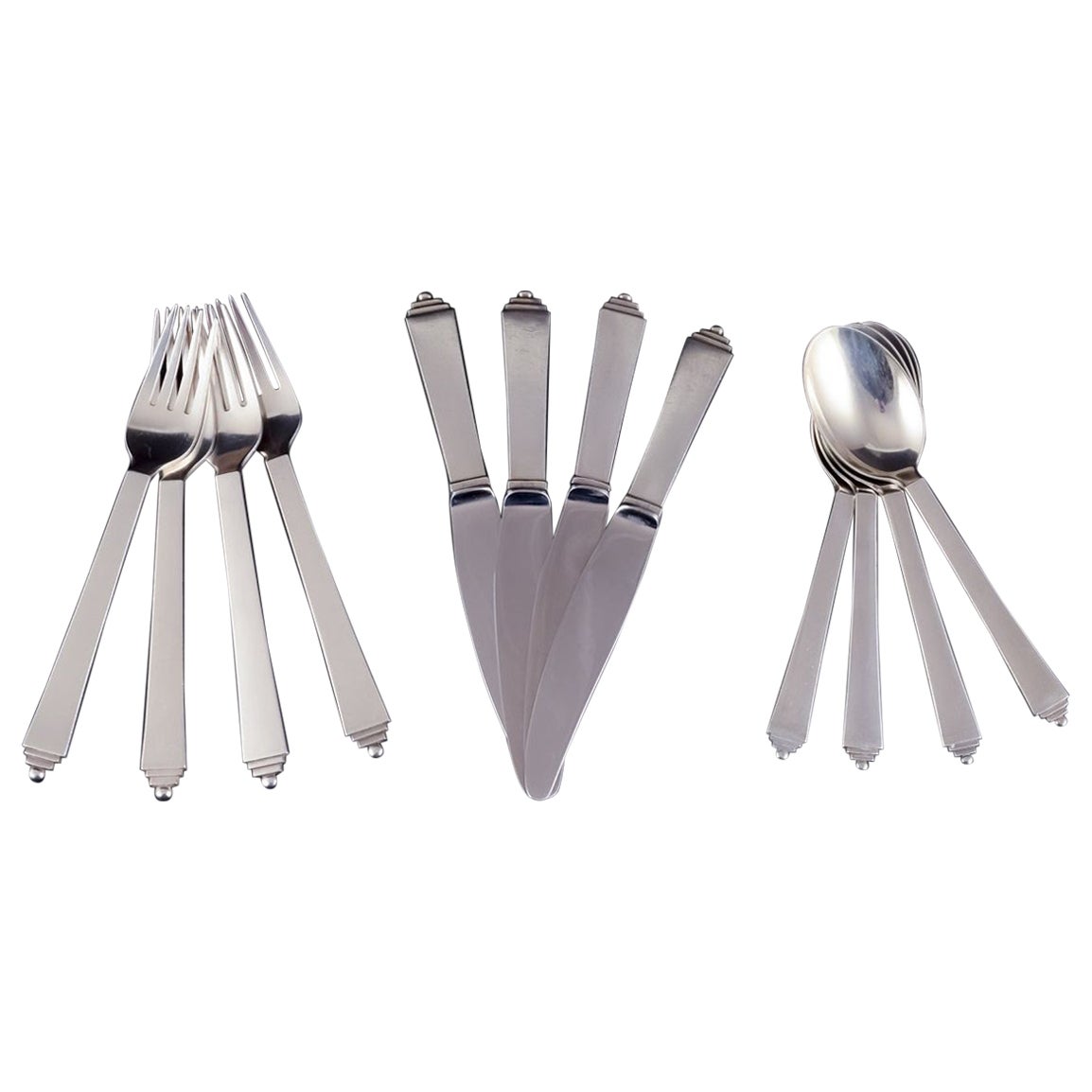 Georg Jensen Pyramid. Complete lunch service for four people.