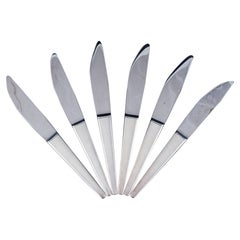 Georg Jensen, Caravel. Six dinner knives in sterling silver and stainless steel