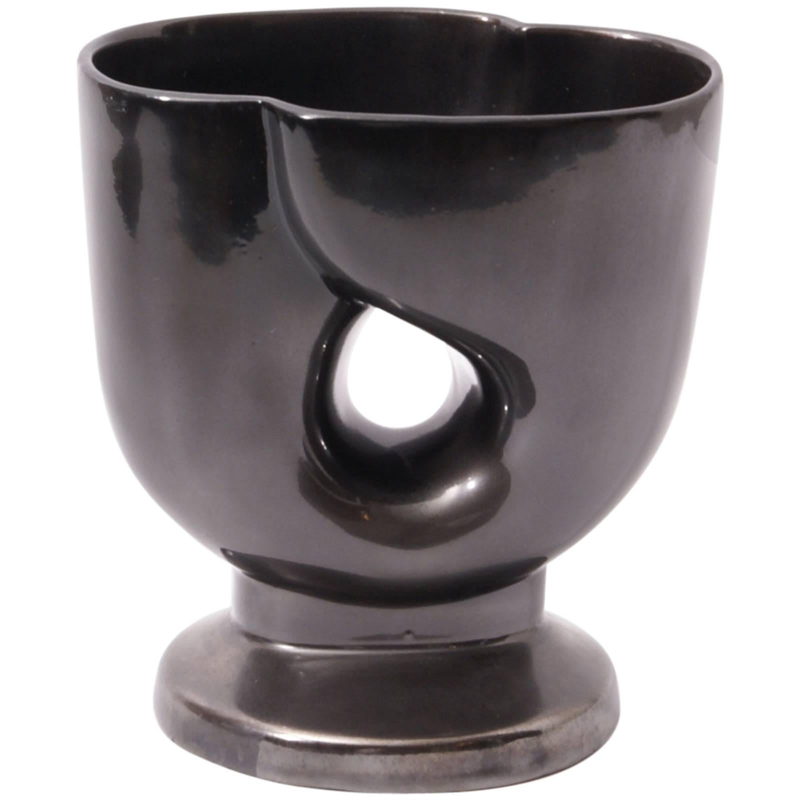 Rare Art Deco Black Earthenware Vase by Paul Bonifas For Sale