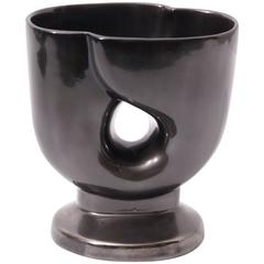 Rare Art Deco Black Earthenware Vase by Paul Bonifas