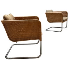 SET OF 2 WILLIAM DUNKEL FOR TECTA D44 CANTILEVER ARMCHAIRS RATTAN, GERMANY 1960s