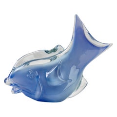 Huge Ermanno Nason Vintage Mid-Century Italian Blue Murano Glass Fish Sculpture