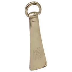 1970s Gucci Gilt Brass Shoehorn with Swinging Horsebit Ring, Italy