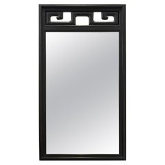 Hollywood Regency Greek Key Mirror in Black Lacquer, c. 1960's