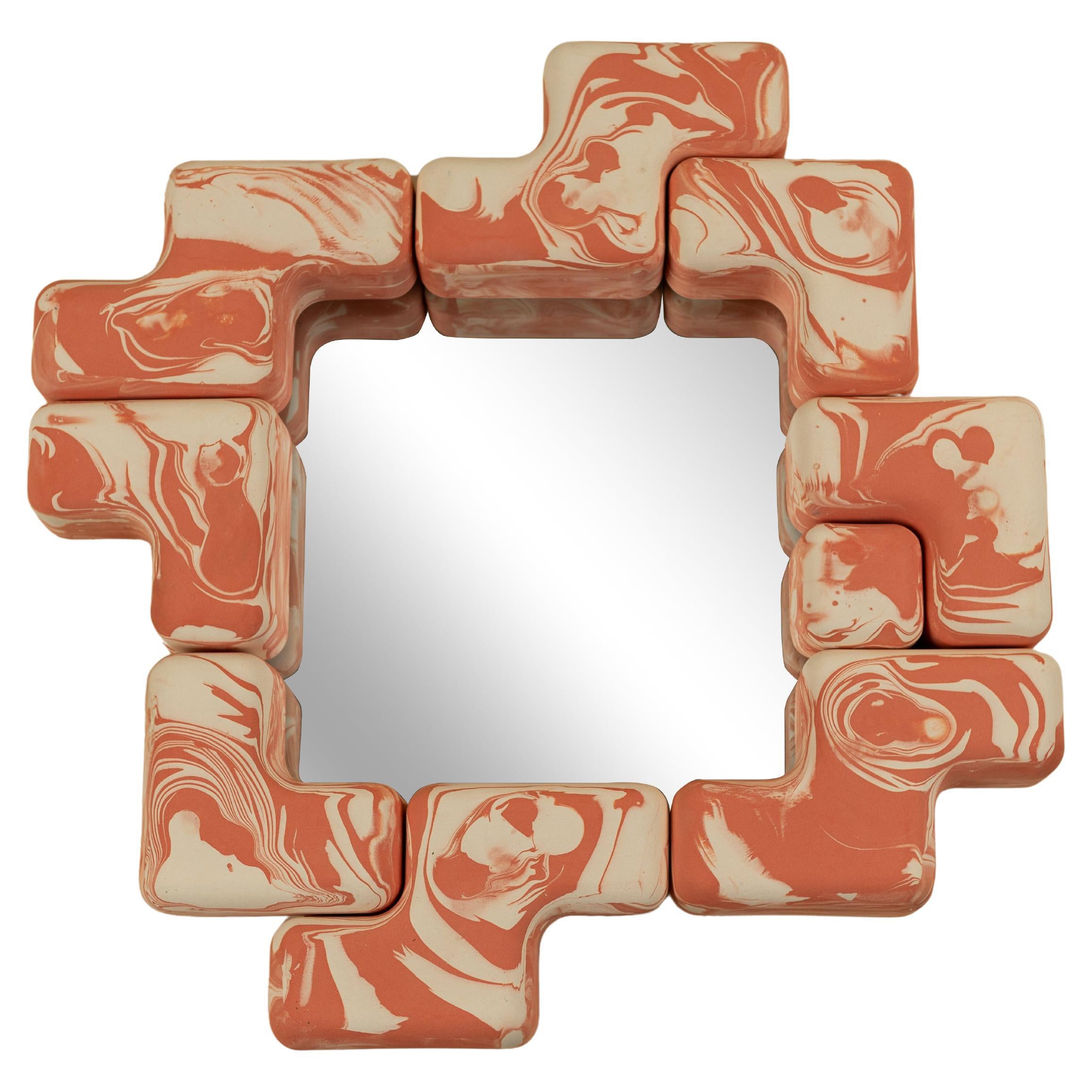 Specchio a forma di cubo - Marmo Aragosta