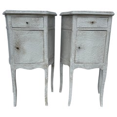 Pair of French Painted Bedside End Tables with Drawer