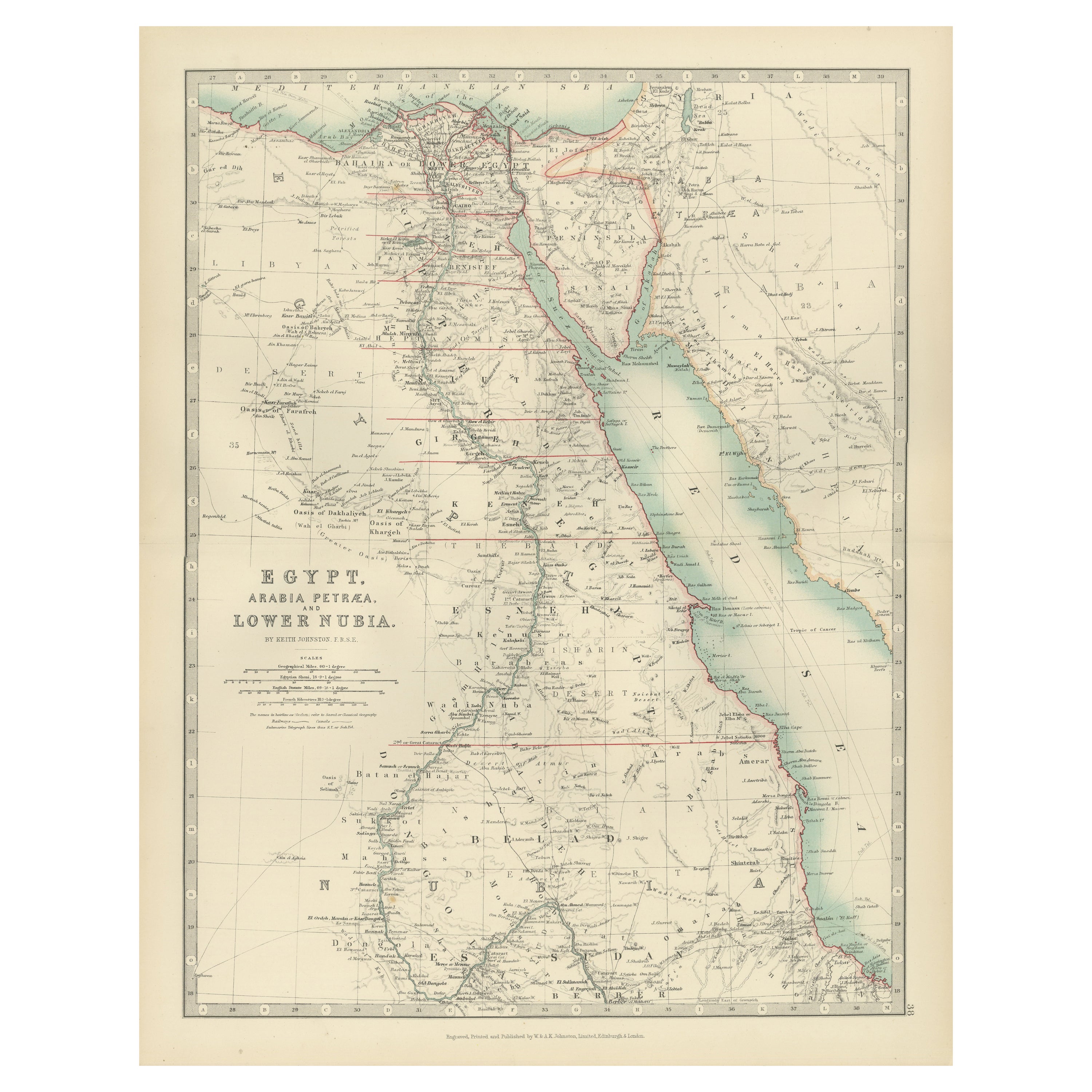 Egypt and Lower Nubia, 1903 - Historical Map Highlighting Nile and Red Sea