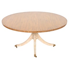 Baker Furniture Regency Oak and Tessellated Marble Pedestal Dining Table