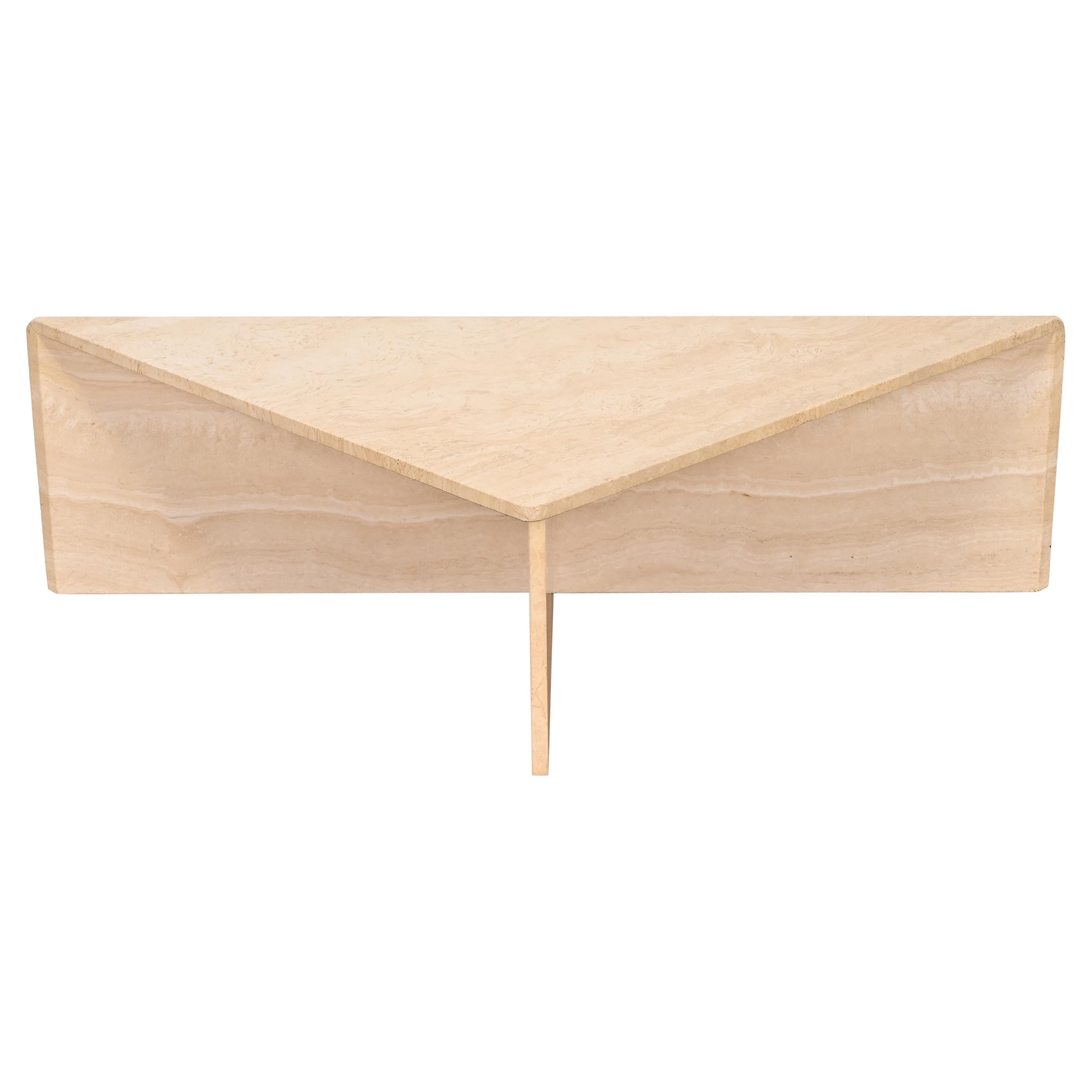 Modern Italian Travertine Triangular Coffee Table, Circa 1970s