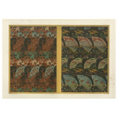 Japanese Textile Patterns in Rich Colors: Antique Lithograph, 1880s