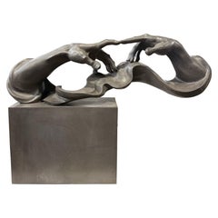 Contemporary Abstract Bronze Sculpture of Intertwining Hands