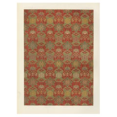 Japanese Brocade with Mythical Creatures: Antique Lithograph, 1880s