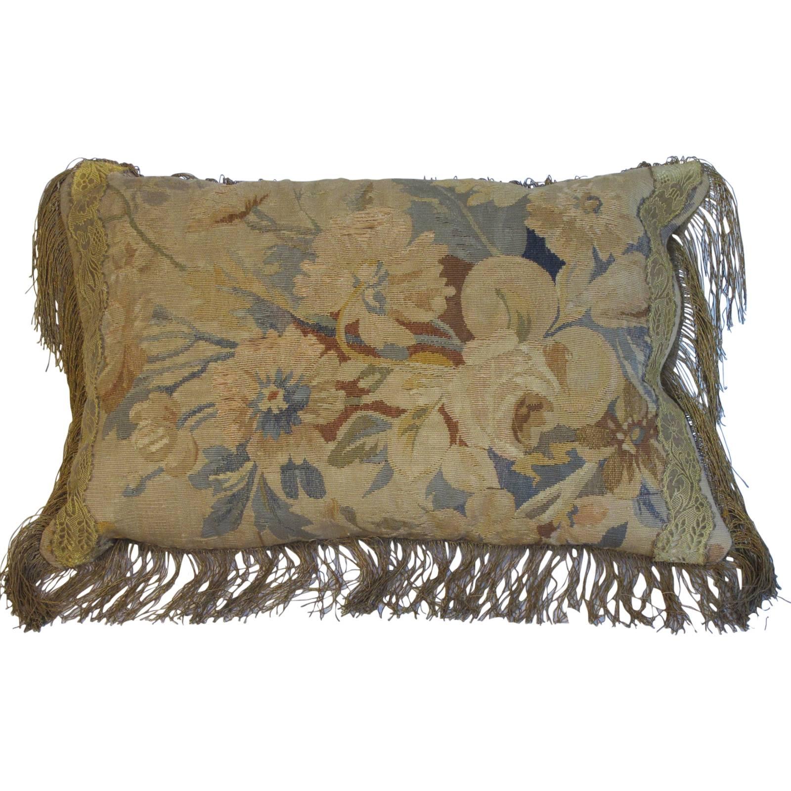 19th Century Aubusson Tapestry Pillow by Mary Jane McCarty Design