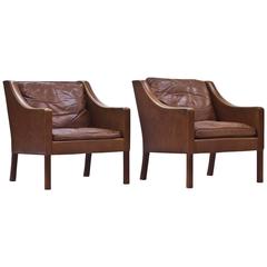 Leather Lounge Chairs by Børge Mogensen