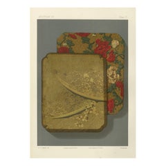 Japanese Lacquer and Textile Tray Designs: Antique Lithograph, 1880s